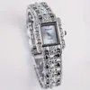 Principal 2024 Fashion Luxury Square Black White Rhinestone Digital Lhloy Dial Dial Quartz Women's Watch