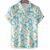 Chemises décontractées pour hommes fleur de dessin animé 3d Imprimer Hawaiian chemise pour hommes à manches courtes bouton bouton d'été de chemisier de revers en vrac vêtements