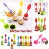 Creative Teapot Strainers Silicone Tea Spoon Infuser with Food Grade leaves Shape 304 Stainless Steel Infusers Strainer Filter Leaf Lid Diffuse