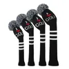 Style Golf Knitted Head Covers Set 4PCS/Packed for Driver Fairway Hybrid1 3 5 Golf Wood with Red /Black/ Yellow/ Grey 240409