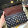 10A Designer -Bag -Spiegel -Qualität Jumbo Doppelklappe Tasche Luxus 23 cm 25 cm 30 cm Real Leder Kaviar Lambskin Klassiker All Black Handtasche Quilted Handtasche mit Kasten 2024