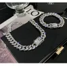 Hiphop Chain Cuban Link Armband Halsband för män och kvinnor full diamantsten silverguldsmycken3215902