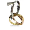 Anelli di gioielli di design di fascia alta per la donna Carter Classic Three Color Three Ring Fashion Men and Women si accoppiano la stessa scultura CNC originale 1: 1 con logo reale