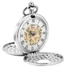 Retro Vintage Silver Pocket Watch Men Femmes Habandage à la main Squelette Double Hunter Pendant FOB chaîne Reloj de Bol4424723