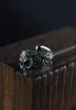925 Sterling Silver Gothic Punk Skull Rings For Men And Women Jewelry Resizable Vintage Flower Engraved Skeleton Finger Band9212182