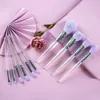 Makiup szczotki 10pcs Purple twarzy Zestaw do oczu Kryształowy uchwyt Transparent Concealer BLITHEND BLITER