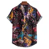 Mäns avslappnade skjortor 2024 Hawaiian Red Leaf Tropical Floral Men Dazn Tops Summer Short Sleeve Button Chemise Loose Vacation Beach