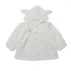 Vestes vêtements de crème solaire pour les bébés filles été 2024 Children's Breathable Thin Hooded Ear Anti UV Voot Mabe