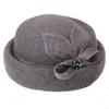 Beretti H740 Fedora vintage coreano Fedora Cappello autunno Donne inverno in filo di lino Decorazione Diamond Cap Lady Party Party Caps eleganti