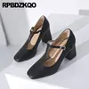 Chaussures habillées Petite taille Femmes Spring Square Toe Patent Cuir 33 T STRAP RETRO POMMES EN BLOC IMPHERPOSS