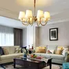 Chandeliers Village Retro Copper Fabric LED Pendant Lamp For Restaurant Bedroom Living Room Villa Hall Home Decor LIght Fixtures