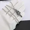 Chkro tredimensionell diamant inlagd helig svärd personlig ljus lyx nisch design trend mångsidiga män och kvinnors pärla thailändska silverhalsband