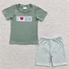 Set di abbigliamento per bambini all'ingrosso ricami estivi per bambini a maniche corte t-shirt di cotone mamma tee bambini cortometraggi a quadri baby boy