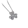 Designer Brand Van Clover Full Diamond Fashion Necklace Fresh and Versatile Flower Pendant Light Luxury Collar Chain Live Broadcast Same Style