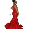 Red Plus Size Prom Dresses Black Girl With Rhinestone Aso Ebi Mermaid Evening Dresses 2024 African Engagement Reception Party Vestidos De Noche Sixteen Birthday