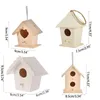 Creative Wood Hummingbird House With Hanging Rope Home Gardening 6 Decoration Birds Small Nest Diy Types Wallmontered 240416