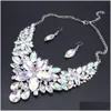 Wedding Jewelry Sets Luxury Indian Bridal Party Costume Jewellery Womens Fashion Gifts Flower Crystal Necklace Earrings 210323 Drop D Dhzk6