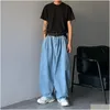 メンズジーンズ5xlワイドレッグカーゴパンツストリートウェアバギー春の夏の男性ズボン韓国ファッションルーズストレートブランド服231220 dhbaj