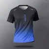 Heren t shirts mode gradiënt print shirt voor mannen zomer ademende korte mouw tops outdoor run fitness sport t-shirt losse o-neck tees