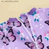 One-Pieces Baby Clothing Girl Swimsuit à manches longues Floral Butfly Print Bow Summer Swimsuit Q240418