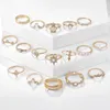 Clusterringe 17 PCs/Set Mode Geometrische Punk für Frauen Kristall Gold Farbe Finger Ring Ladies Schmuck Hochzeitsfeier Geschenke