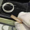 High End jewelry rings for vancleff womens V Gold Kaleidoscope Beaded Edge Full Diamond Ring 18K Sky Red Fashion Tr Gift Original 1:1 With Real Logo