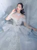 Dubai Prinzessin Ballkleid Hochzeitskleid mit Pailletten Langarmperlen Luxuskristall Braut Roben de Mariee Schatz Sweep -Zug Brautkleider Bling -Pailletten verheiratet Kleider