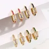 Stud Earrings Trendy Hoop For Women Copper Colorful Inlaid Zircon Square Cubic Cartilage Earring Piercing Jewelry Girl Gift