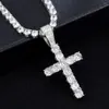 Подвесные ожерелья Hip Hop Micro Pave Циркон Cross Crystal Custom Size Size Ожерелье для мужских ювелирных изделий211L