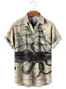 Camisa vintage para hombres mapa 3D impreso botón de solapa de manga corta ropa masculina ropa de moda casual camiseta de gran tamaño 240409