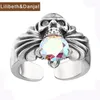 Cluster Rings In Real 925 Sterling Silver Luxury Man Woman Skull Inlaid Big Zircon Ring Jewelry 2024 Accessories R72