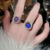 Кластерные кольца смола циркона Цвет изменения геометрического циркулярного открытого кольца для женщин для женских вечеринок по ужин с корейскими модными украшениями