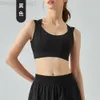 Desginer Als Yoga Aloe Tanks Womens Tank Top Contrast Color Collar Fake Two Piece Sports Bra Integrated Chest Cushion Running Fitness Shirt