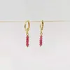 Boucles d'oreilles en peluche à facette délicate rose tourmaline barres simples pierres naturelles 14k cerceaux remplis d'or pour femmes cadeau de bijoux classiques