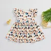 Robes de fille princesse pour tout-petit bébé robe manche en coton poule coton poule imprimé enfant d'été