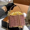 Drawstring Luxury Women Party Wedding Handbag High Quality Designer Tote Bag Black Silver Crystals Small Purse With Box