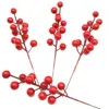 Decorative Flowers 5pcs Artificial Red Berry Cherry Bouquet Fake Plant Vase Christmas Tree Decoration Diy Wreath Home Table