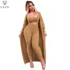 Pantalon de deux pièces pour femmes Vazn 2024 Femmes Street Style Casual Style Set Gift Long Mancove Outwear Elastic Pure Color 3 Set