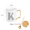 Mugs 1pc European Gold Letters Ceramic Cup Lovers Breakfast Coffee Milk Tea A-Z Letter Men Women Creative Mug