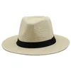 Fashion Summer Women Men Straw Sun Hat With Wide Brim Panama For Beach Fedora Jazz Size 5658CM 240415