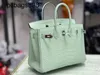 Designer feito à mão 7a bolsa de bolsa de bolsa genuína névoa de couro de face cleming skin menta verde 25cm womensocp9