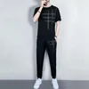Herren Tracksuits Tracksuit Fitnesshosen Sets Jogging T -Shirt Man Grau Top Sportswear -Kleidung in Sportanzügen passen coole Stretch Basic
