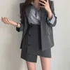 Werkjurken elegant 2024 herfst 2 stuks vrouwen sets vrouwelijke Korea ol losse casual jas blazers en onregelmatige mini rokken pakken outfits