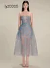 2024 HAUTE Couture Dress Spring/Summer R3d flowe pailletten kant perspectief mesh jurken jurken voor vrouwen 9QKR PQXK