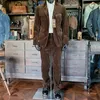 بدلات الرجال بدعوى السترة كوردووي متعددة الجيوب السادة الذكية الأعمال التجارية America Vintage Jackets