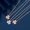 Designer merk Gloden Van Small Three Three Leaf Flower ketting verguld met 18K goud en ingelegde diamanten vol grashanger