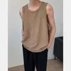 Camas de tanques para hombres Summer Style Lazy Sleeveless Gym Top Camiseta Camiseta Camiseta Casual de punto suelto Color sólido