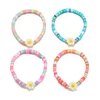 Charm Bracelets 4Pcs/set Handmade Stretch Flower Pendant Bracelet For Teens Girls Kids Party Birthday Jewelry Gift