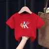 T-Shirts Erkek ve Kız Yaz T-Shirt Kısa Kollu Yüksek Kaliteli Marka Pamuk Moda Çocuk Markası Bebek Top T-Shirt Tasarımcısı Çocuk Giyim Q240418