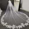 Cabelo de casamento Jóias de renda longa véu de casamento 3d Bordado flor longa Catedral branca estilo véu de noiva Acessórios de casamento